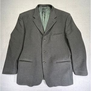 Mila Schon Blue Mens Wool Cashmere 58 Military Green Blazer Tweed Jacket ITALY